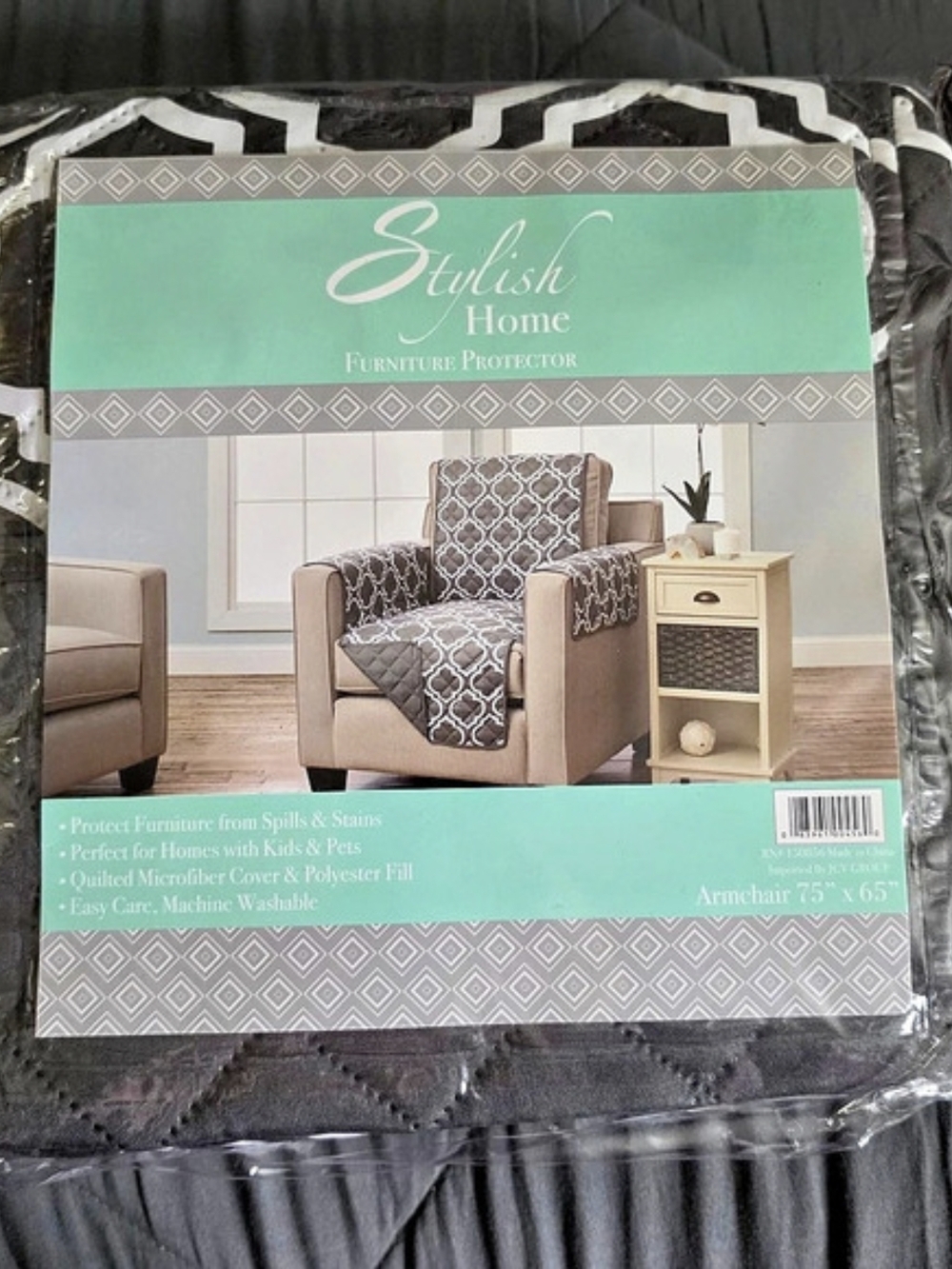 Stylish Home Furniture Protector Armchair 75" x 65" Gray & White